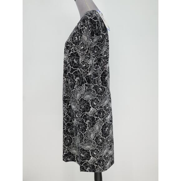 Hang Ten Dress Womens Large Black White Floral Stretch Pullover UPF 50 Plus New - Picture 15 of 16